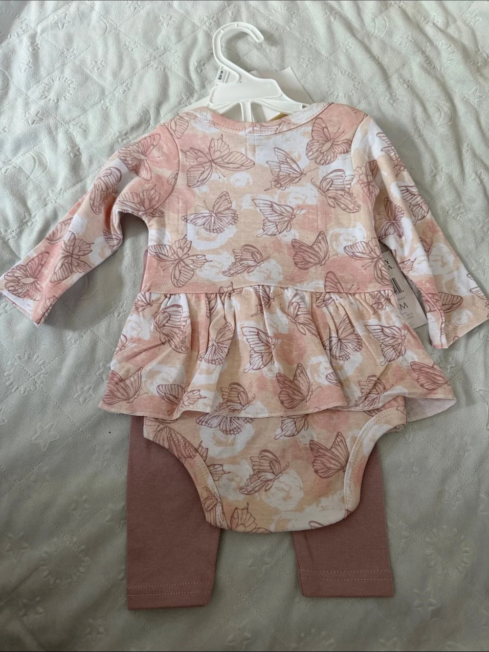 Badgley Mischka baby girl butterfly Tunic with Rose Leggings & Bows 6-9 months - Picture 6 of 6